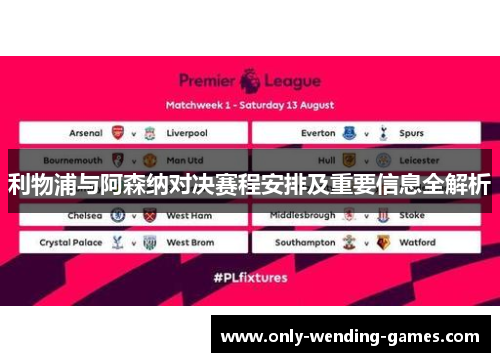 利物浦与阿森纳对决赛程安排及重要信息全解析 利物浦与阿森纳对决赛程安排及重要信息全解析